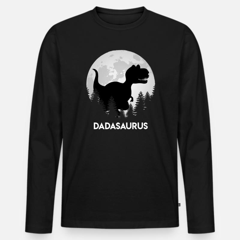 Papasaurus Papa Vater - Männer Premium Bio Langarmshirt - Schwarz