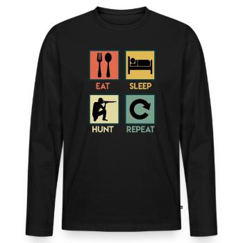 Eat Sleep Hunt Repeat Jäger Jagd - Männer Premium Bio Langarmshirt - Schwarz - Vorne - Nico (187cm)