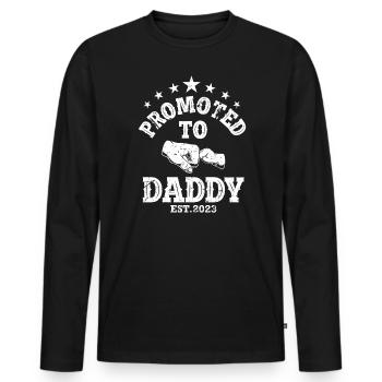 Promu papa 2023 papa - T-shirt manches longues Premium bio Homme - noir - Devant - Nico (187cm)