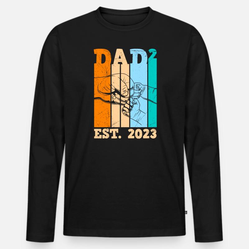 2. Kind 2023 Papa 2 Kinder Vater - Männer Premium Bio Langarmshirt - Schwarz
