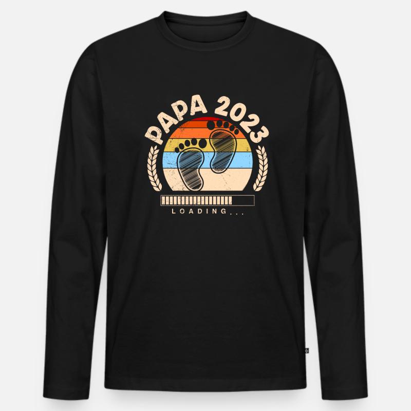 Papa 2023 loading Werdender Papa - Männer Premium Bio Langarmshirt - Schwarz