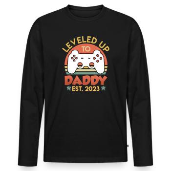 Papa 2023 nivelé à papa 2023 Papa - T-shirt manches longues Premium bio Homme - noir - Devant - Nico (187cm)