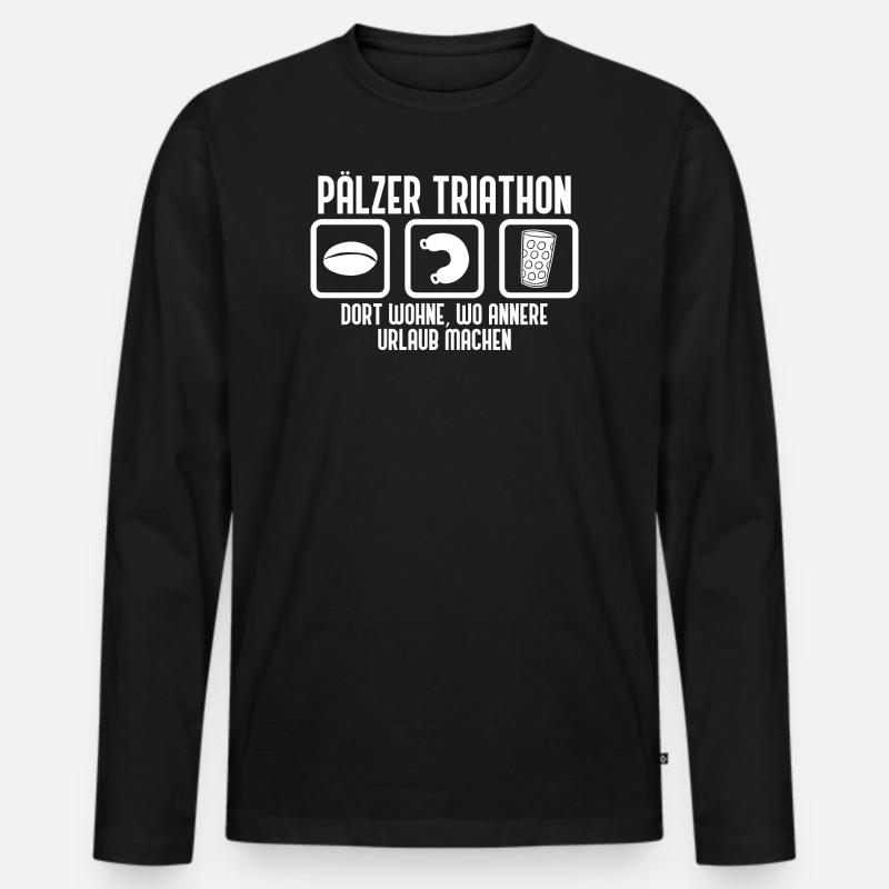 Pfälzer Sprüche - Männer Premium Bio Langarmshirt - Schwarz