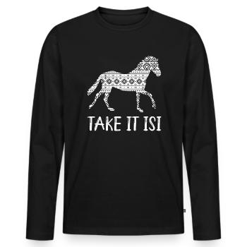 Prenez-le Isi Cheval islandais - T-shirt manches longues Premium bio Homme - noir - Devant - Nico (187cm)