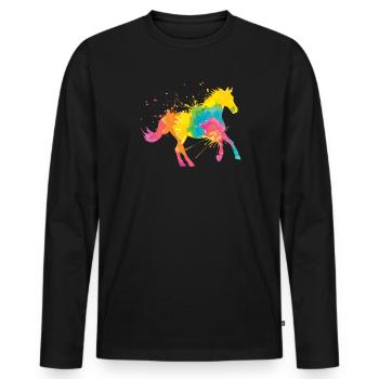 Reitsport Kunst Reiterin Reitsport - Männer Premium Bio Langarmshirt - Schwarz - Vorne - Nico (187cm)