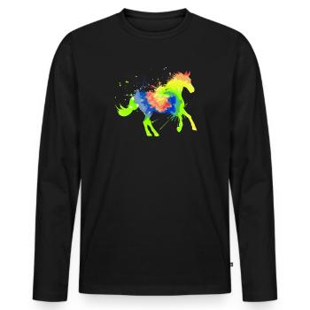 Reitsport Kunst Reiterin Reitsport - Männer Premium Bio Langarmshirt - Schwarz - Vorne - Nico (187cm)