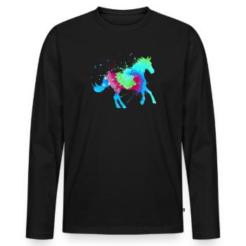 Reitsport Kunst Reiterin Reitsport - Männer Premium Bio Langarmshirt - Schwarz - Vorne - Nico (187cm)