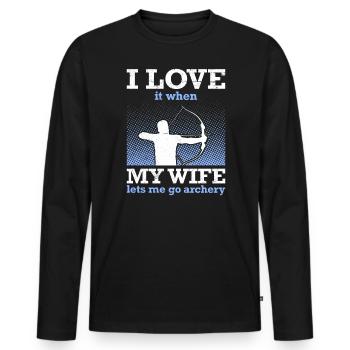 Husband Archer Papa Archery - Men's Premium Organic Long Sleeve Shirt - black - Front - Nico (187cm)