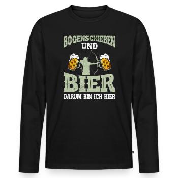 Bogenschießen und Bier Männer - Männer Premium Bio Langarmshirt - Schwarz - Vorne - Nico (187cm)