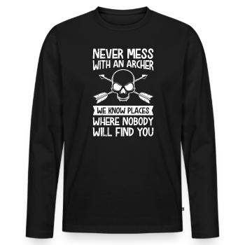 Don't mess with archers - Men's Premium Organic Long Sleeve Shirt - black - Front - Nico (187cm)