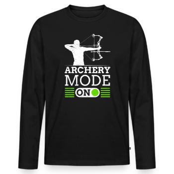 Archery Mode On Bogenschießen Compoundbogen - Männer Premium Bio Langarmshirt - Schwarz - Vorne - Nico (187cm)