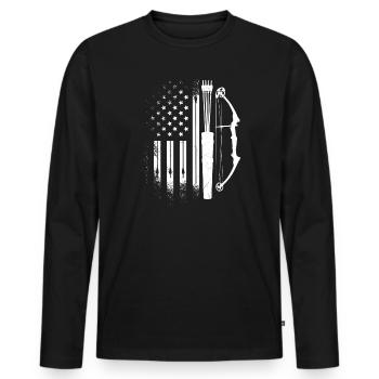 USA Bogenschießen US Flagge Bogenschütze - Männer Premium Bio Langarmshirt - Schwarz - Vorne - Nico (187cm)