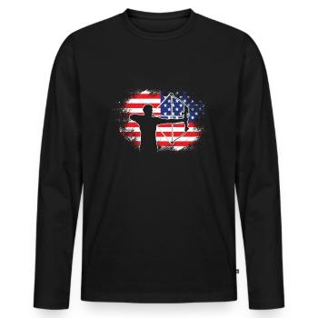 USA Bogenschießen US Flagge Bogenschütze - Männer Premium Bio Langarmshirt - Schwarz - Vorne - Nico (187cm)