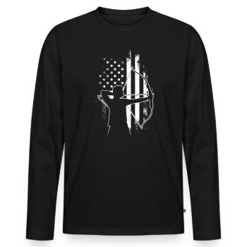 USA Archer America Longbow Archery - Men's Premium Organic Long Sleeve Shirt - black - Front - Nico (187cm)