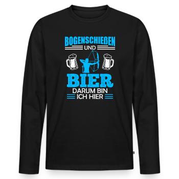 Bogenschießen und Bier Männer - Männer Premium Bio Langarmshirt - Schwarz - Vorne - Nico (187cm)