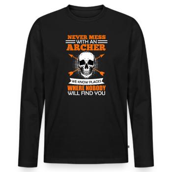 Don't mess with archers - Men's Premium Organic Long Sleeve Shirt - black - Front - Nico (187cm)