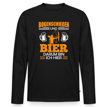 Bogenschießen und Bier Männer - Männer Premium Bio Langarmshirt - Schwarz - Vorne - Nico (187cm)