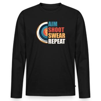 AimIng Shooting Swearing Target - Men's Premium Organic Long Sleeve Shirt - black - Front - Nico (187cm)
