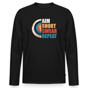 AimIng Shooting Swearing Target - Men's Premium Organic Long Sleeve Shirt - black - Front - Nico (187cm)