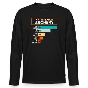 Mauvais en tir à l’arc Archer - T-shirt manches longues Premium bio Homme - noir - Devant - Nico (187cm)