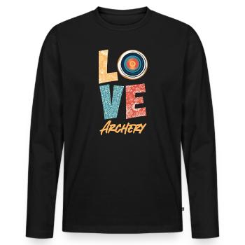 Archer Love Target Archery - Men's Premium Organic Long Sleeve Shirt - black - Front - Nico (187cm)