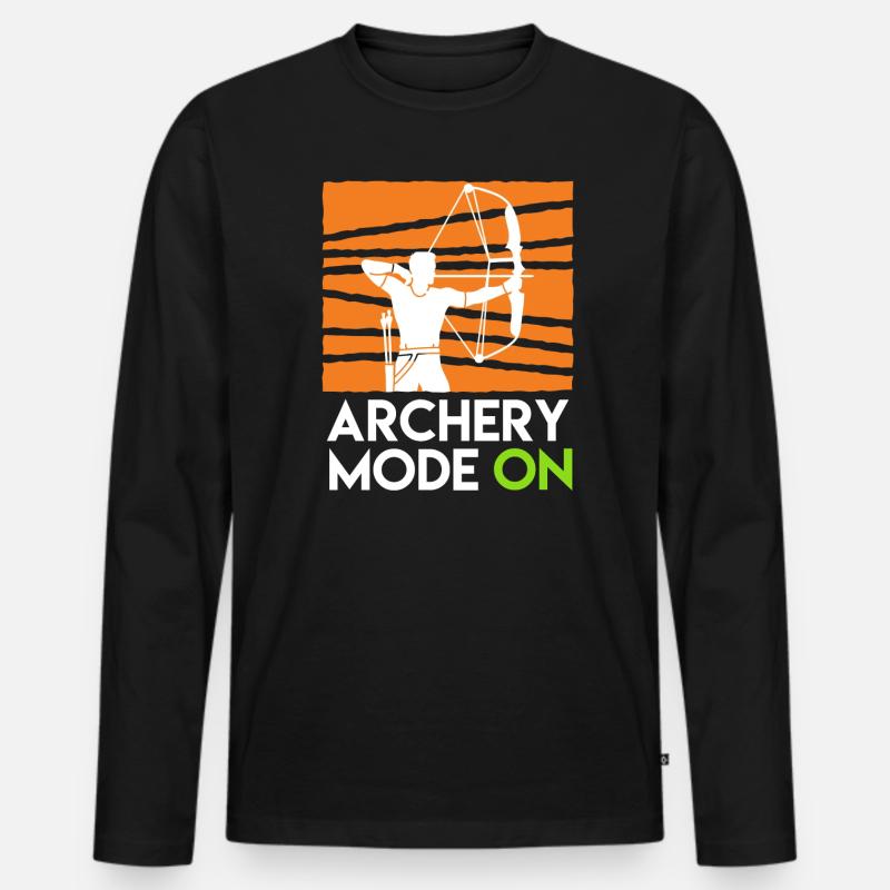 Archery Mode On Compoundbogen - Männer Premium Bio Langarmshirt - Schwarz