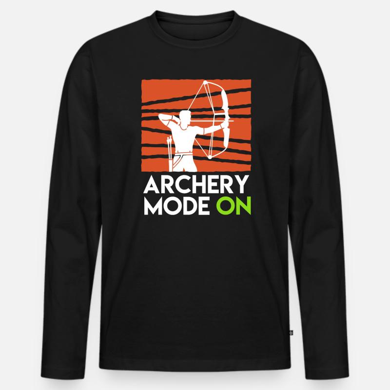 Archery Mode On Compoundbogen - Männer Premium Bio Langarmshirt - Schwarz