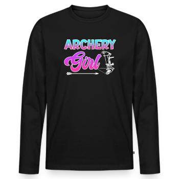 Archer Girls Dames - T-shirt manches longues Premium bio Homme - noir - Devant - Nico (187cm)