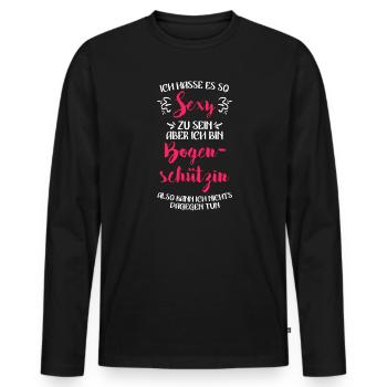 Damen Bogenschießen - Männer Premium Bio Langarmshirt - Schwarz - Vorne - Nico (187cm)
