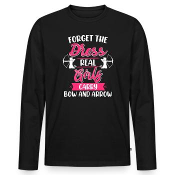 Oubliez la robe que les filles portent arc et flèche - T-shirt manches longues Premium bio Homme - noir - Devant - Nico (187cm)