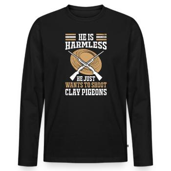 Der tut nix der will nur Tontaubenschießen - Männer Premium Bio Langarmshirt - Schwarz - Vorne - Nico (187cm)