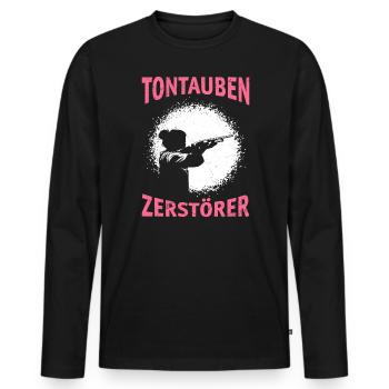 Tontauben Zerstörer Damen Tontaubenschießen - Männer Premium Bio Langarmshirt - Schwarz - Vorne - Nico (187cm)