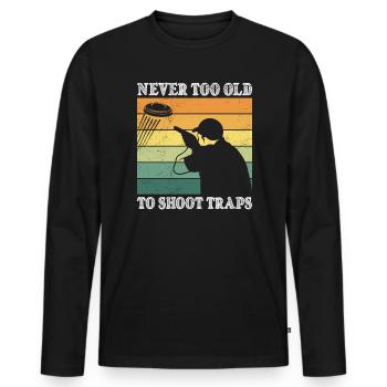 Never too old to Shoot Traps Tontaubenschießen - Männer Premium Bio Langarmshirt - Schwarz - Vorne - Nico (187cm)