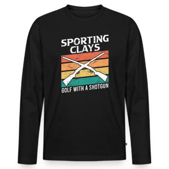 Golf de tir au pigeon d’argile avec fusil de chasse - T-shirt manches longues Premium bio Homme - noir - Devant - Nico (187cm)