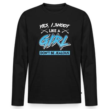 Tir au pigeon d’argile féminin - T-shirt manches longues Premium bio Homme - noir - Devant - Nico (187cm)