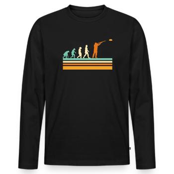 Tir au pigeon d’argile vintage - T-shirt manches longues Premium bio Homme - noir - Devant - Nico (187cm)