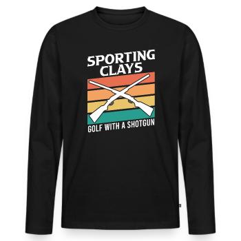 Golf de tir au pigeon d’argile avec fusil de chasse - T-shirt manches longues Premium bio Homme - noir - Devant - Nico (187cm)