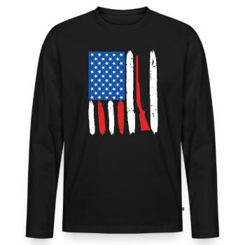 USA Fusil de chasse Arme Clay Pigeon Shooting - T-shirt manches longues Premium bio Homme - noir - Devant - Nico (187cm)