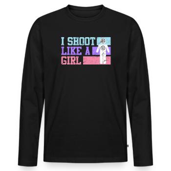 I shoot like a Girl Women's Sports Shooting - Men's Premium Organic Long Sleeve Shirt - black - Front - Nico (187cm)