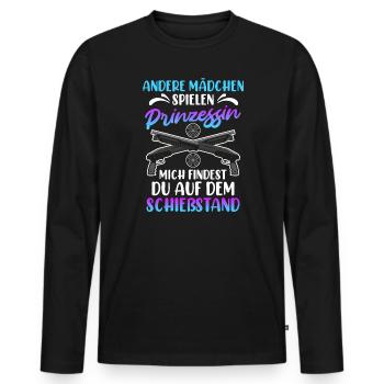 Mich findest du auf dem Schießstand Damen - Männer Premium Bio Langarmshirt - Schwarz - Vorne - Nico (187cm)