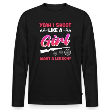 Shoot like a girl women's sports shooter - Men's Premium Organic Long Sleeve Shirt - black - Front - Nico (187cm)