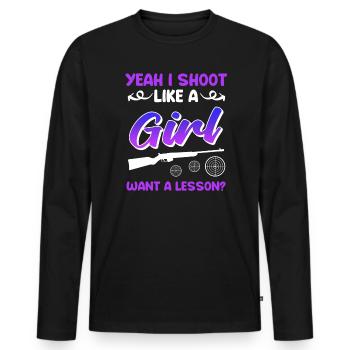 Shoot like a girl women's sports shooter - Men's Premium Organic Long Sleeve Shirt - black - Front - Nico (187cm)