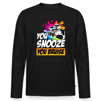 Vous dormez votre Bruise Paintball - T-shirt manches longues Premium bio Homme - noir - Devant - Nico (187cm)