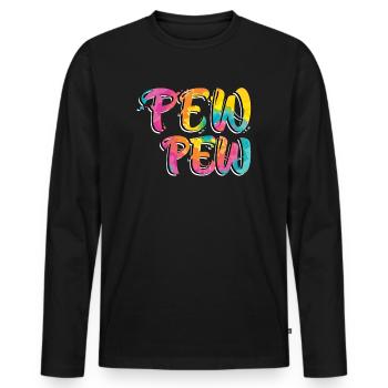 Pew Pew Paintballspieler Paintball - Männer Premium Bio Langarmshirt - Schwarz - Vorne - Nico (187cm)