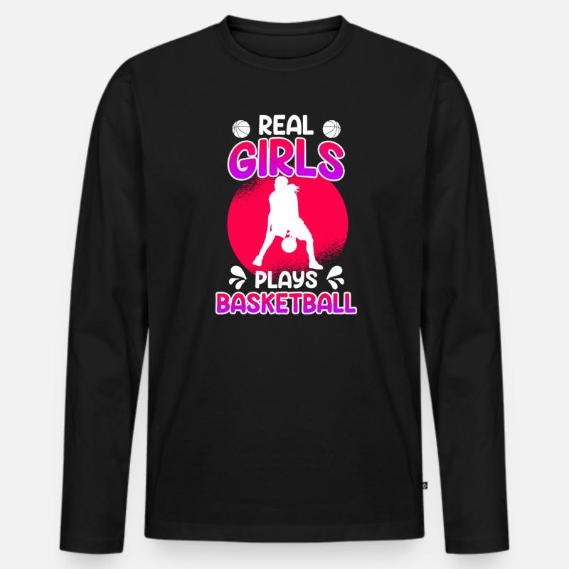 Basketball Mädchen - Männer Premium Bio Langarmshirt - Schwarz
