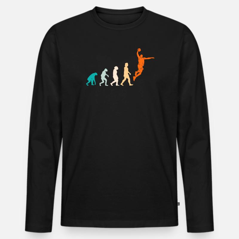 Basketball Evolution Basketballer - Männer Premium Bio Langarmshirt - Schwarz
