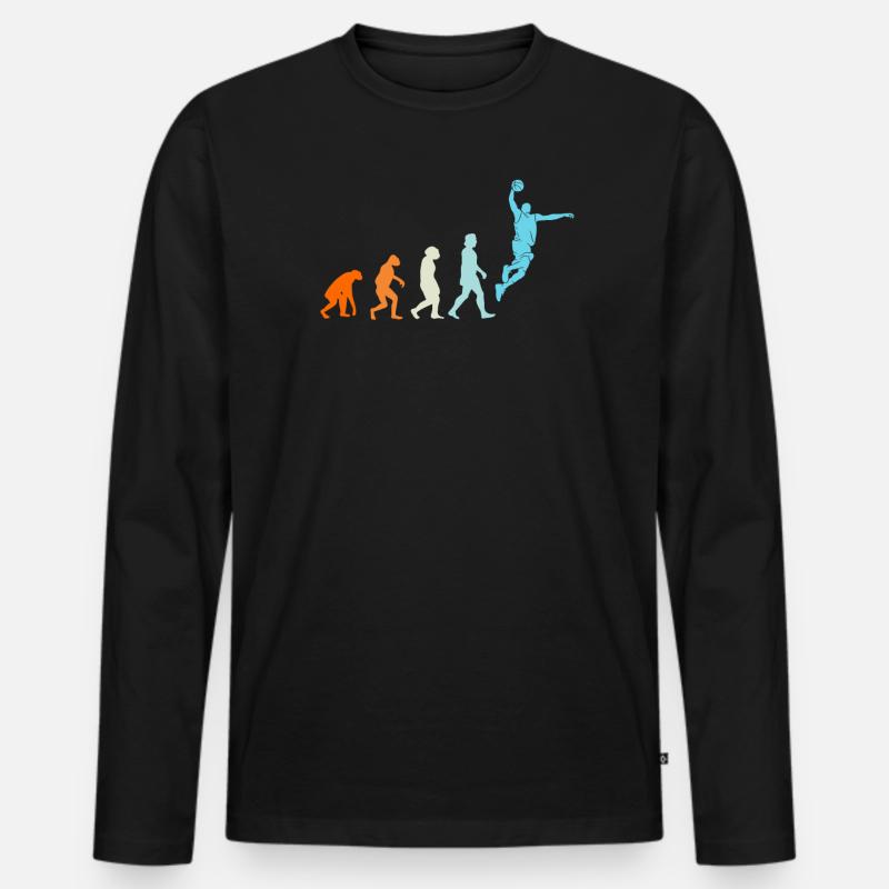 Basketball Evolution Basketballer - Männer Premium Bio Langarmshirt - Schwarz