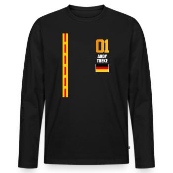 Sauftrikot Deutschland Andy Theke - Männer Premium Bio Langarmshirt - Schwarz - Vorne - Nico (187cm)