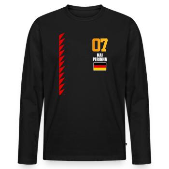 Sauftrikot Deutschland Kai Perniha - Männer Premium Bio Langarmshirt - Schwarz - Vorne - Nico (187cm)