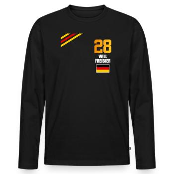 Sauftrikot Deutschland Will Freibier - Männer Premium Bio Langarmshirt - Schwarz - Vorne - Nico (187cm)
